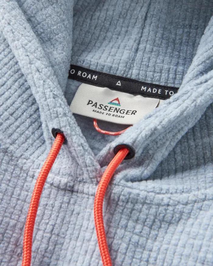 Men Tops Passenger Point Recycled Grid Polar Fleece Hoodie Grey Marl Grey Marl