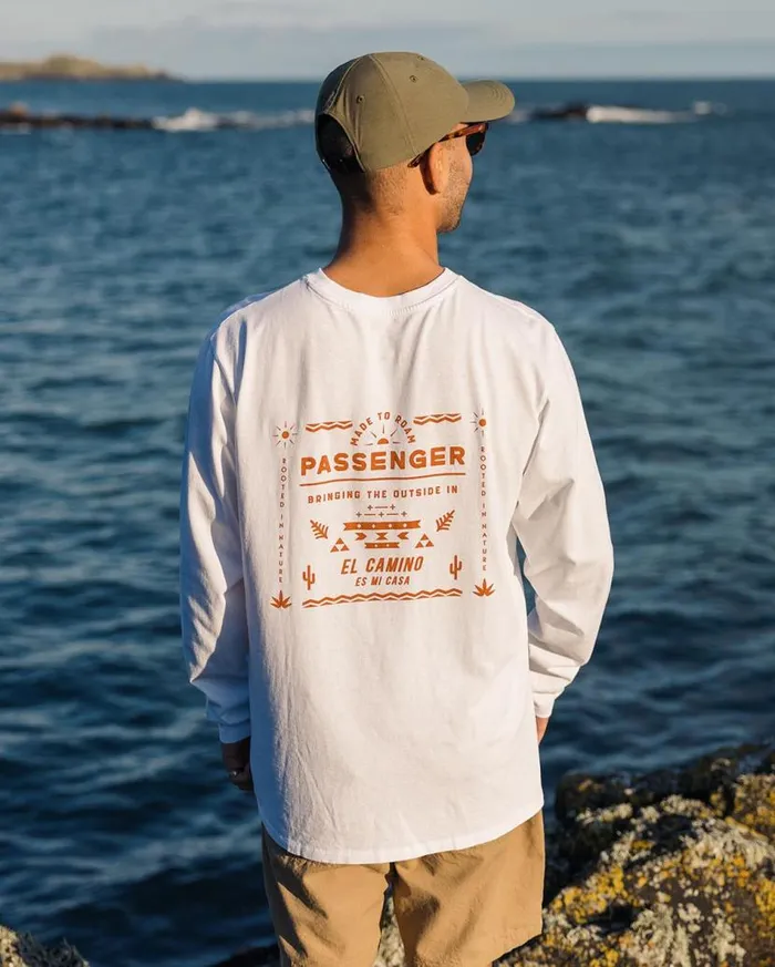 Men Tops Passenger Roam Free Recycled Cotton LS TShirt White White
