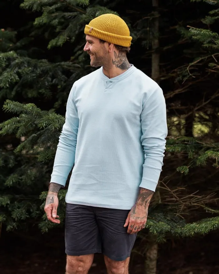 Men Tops Passenger Stream Button Up Henley Pale Blue Pale Blue