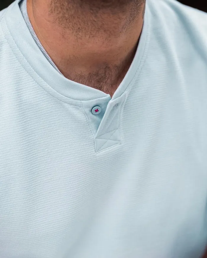 Men Tops Passenger Stream Button Up Henley Pale Blue Pale Blue