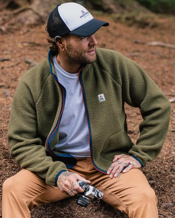 Men Tops Passenger Tripper 20 Full Zip Recycled Sherpa Fleece Khaki Khaki