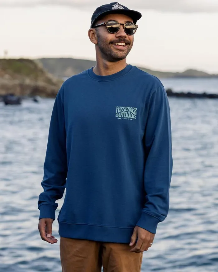 Men Tops Passenger Yuca Recycled Cotton Sweatshirt Dark Denim Dark Denim