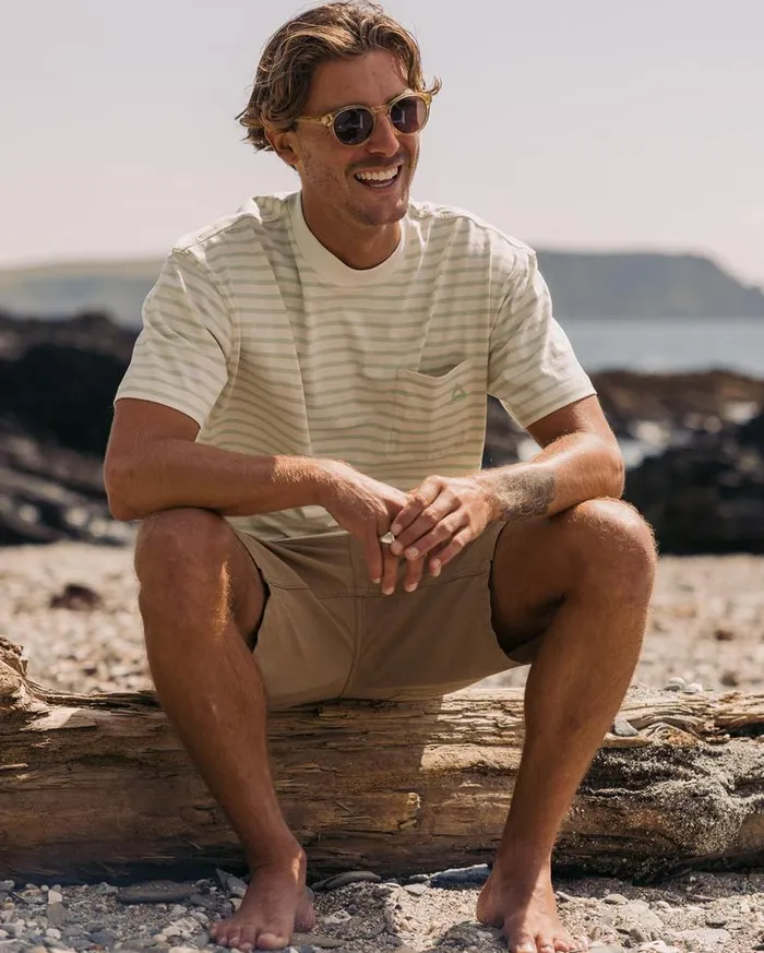Men Tops Passenger Zen Recycled Relaxed Fit TShirt Apple Green Stripe Apple Green Stripe