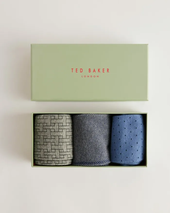 Men TSOKPAK 8211 Three Pack Of Assorted Pattern Socks Assorted Ted Baker Socks Men TSOKPAK 8211 Three Pack Of Assorted Pattern Socks Assorted Ted Baker Socks