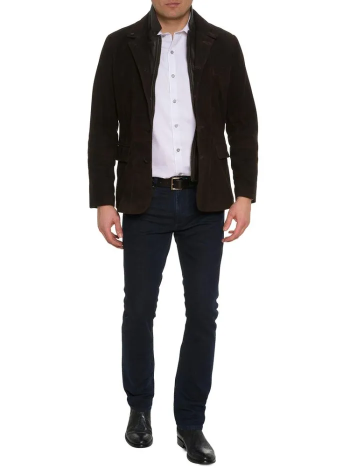 Men UPTOWN XVII LEATHER BLAZER Dark Brown Robert Graham Blazers