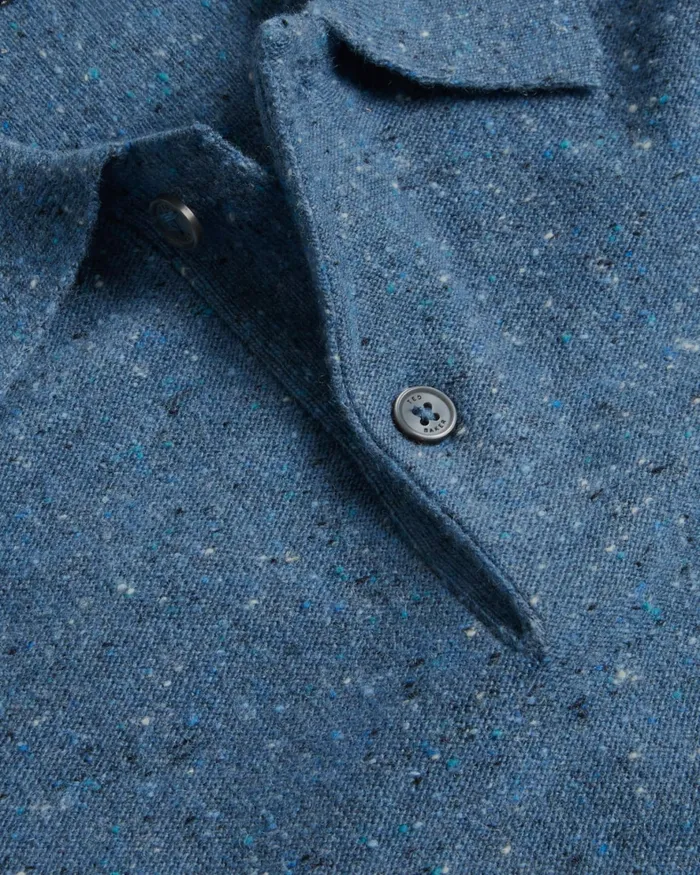 Men USTEE 8211 Marled Polo Shirt With Cable Knit Medium Blue Ted Baker Jumpers and Knitwear Men USTEE 8211 Marled Polo Shirt With Cable Knit Medium Blue Ted Baker Jumpers and Knitwear