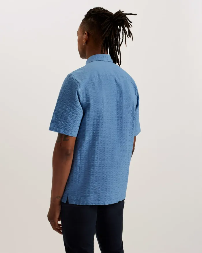 Men VERDON 8211 Seersucker Stripe Cotton Shirt Blue Ted Baker Shirts Men VERDON 8211 Seersucker Stripe Cotton Shirt Blue Ted Baker Shirts