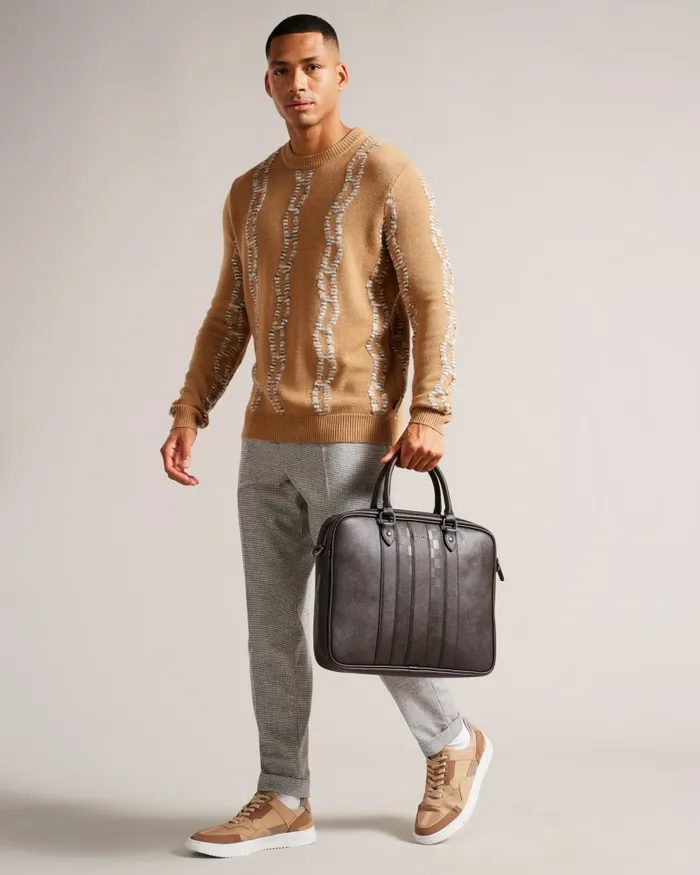 Men WAYMON 8211 House Check PU Document Bag Brownchocolate Ted Baker Document Bags