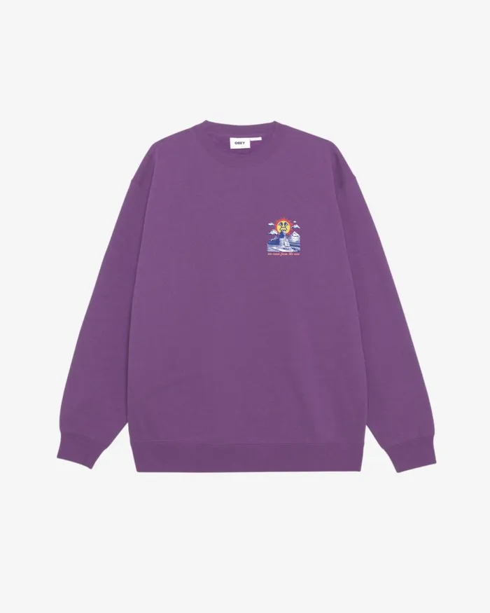 Men WE COME FROM THE SUN HEAVYWEIGHT CREWNECK Unbleached OBEY Clothing SWEATSHIRTS Men WE COME FROM THE SUN HEAVYWEIGHT CREWNECK Unbleached OBEY Clothing SWEATSHIRTS