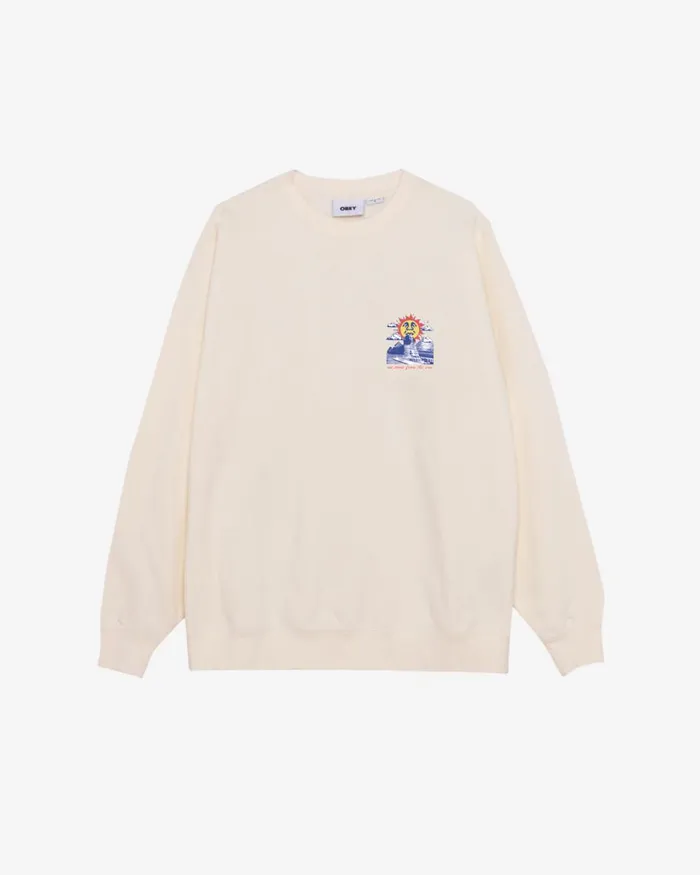 Men WE COME FROM THE SUN HEAVYWEIGHT CREWNECK Unbleached OBEY Clothing SWEATSHIRTS Men WE COME FROM THE SUN HEAVYWEIGHT CREWNECK Unbleached OBEY Clothing SWEATSHIRTS