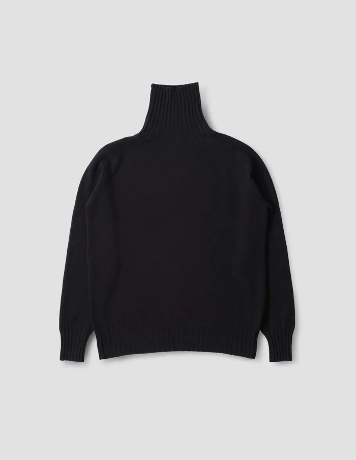 Men Wide Roll Neck Dark Navy Twist Margaret Howell Knitwear