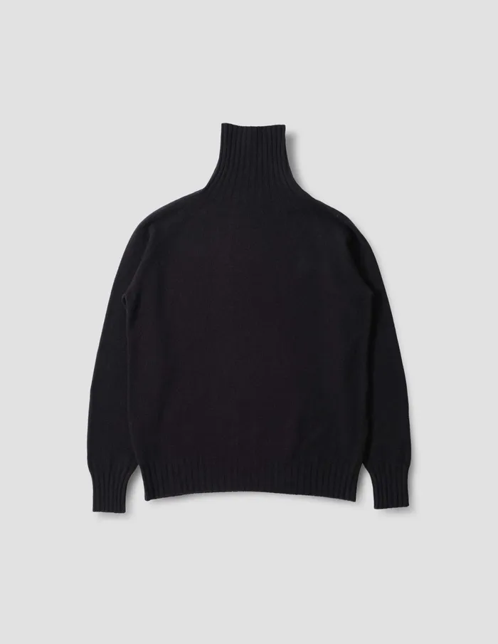 Men Wide Roll Neck Dark Navy Twist Margaret Howell Knitwear