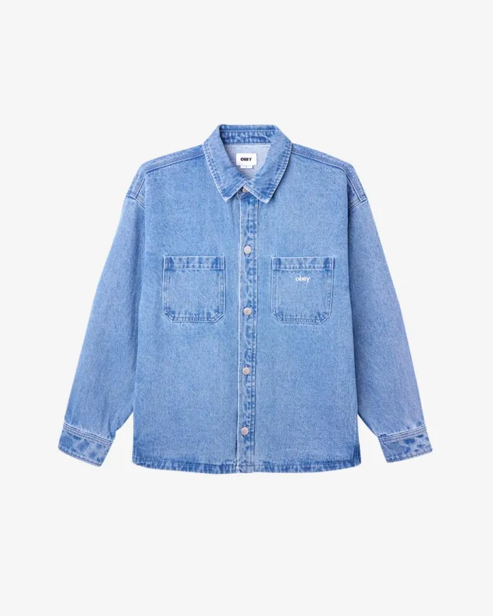 Men WINSTON SHIRT JACKET Light Indigo OBEY Clothing JACKETS