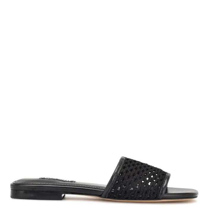 Mends Woven Flat Sandals Black Women Nine West Flats