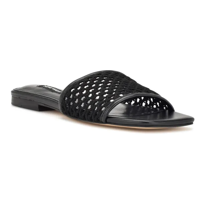 Mends Woven Flat Sandals Black Women Nine West Flats Mends Woven Flat Sandals Black Women Nine West Flats