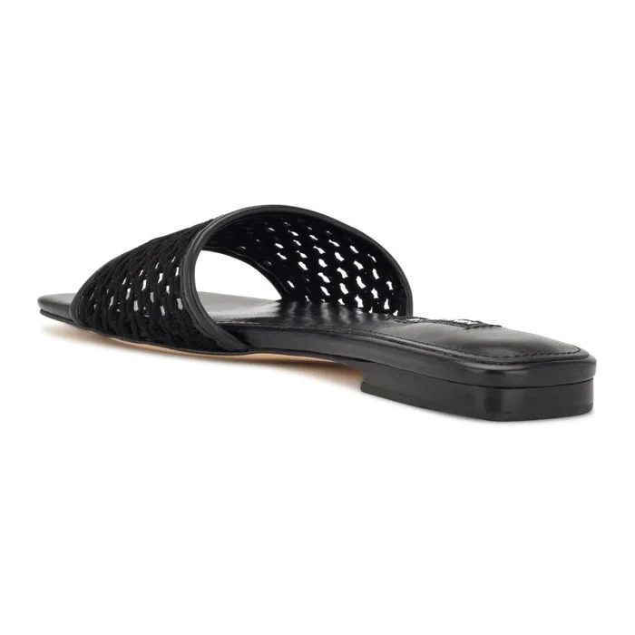 Mends Woven Flat Sandals Black Women Nine West Low Heel Mends Woven Flat Sandals Black Women Nine West Low Heel