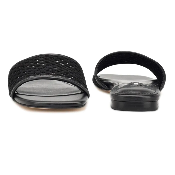 Mends Woven Flat Sandals Black Women Nine West Low Heel Mends Woven Flat Sandals Black Women Nine West Low Heel
