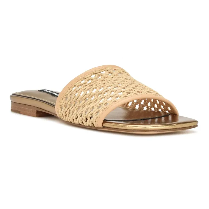 Mends Woven Flat Sandals Light Natural Women Nine West Low Heel Mends Woven Flat Sandals Light Natural Women Nine West Low Heel