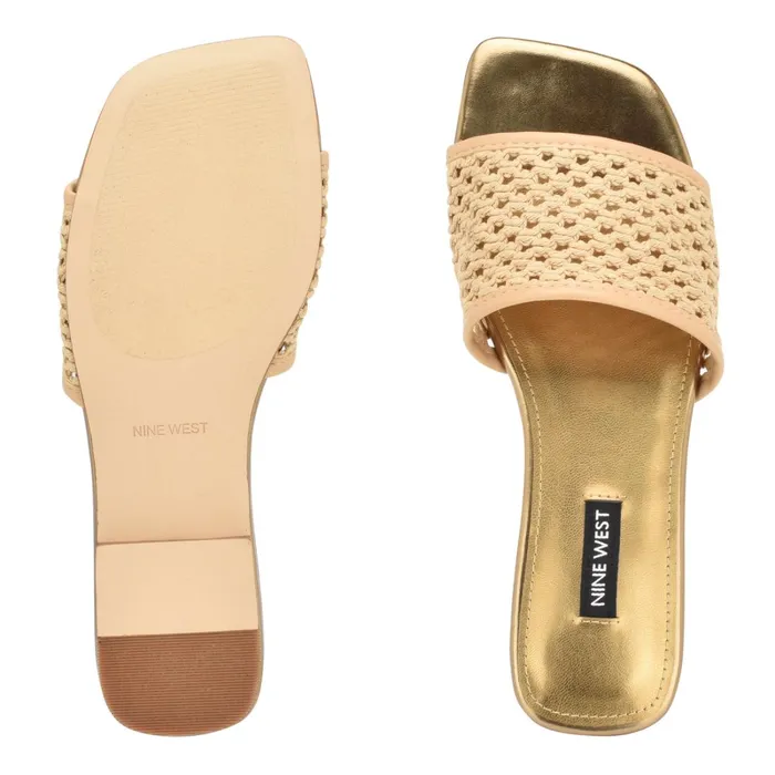 Mends Woven Flat Sandals Light Natural Women Nine West Low Heel Mends Woven Flat Sandals Light Natural Women Nine West Low Heel