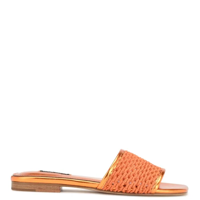 Mends Woven Flat Sandals Orange Women Nine West Low Heel