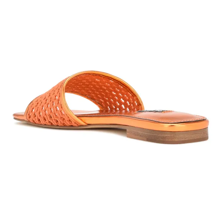 Mends Woven Flat Sandals Orange Women Nine West Low Heel