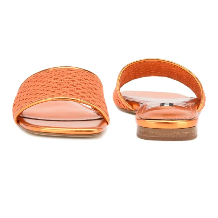 Mends Woven Flat Sandals Orange Women Nine West Low Heel