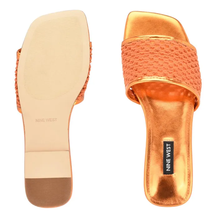 Mends Woven Flat Sandals Orange Women Nine West Low Heel