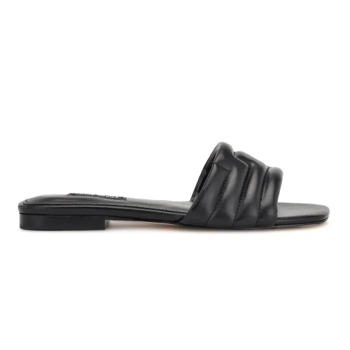 Menqs Flat Slide Sandals Black Women Nine West Flats