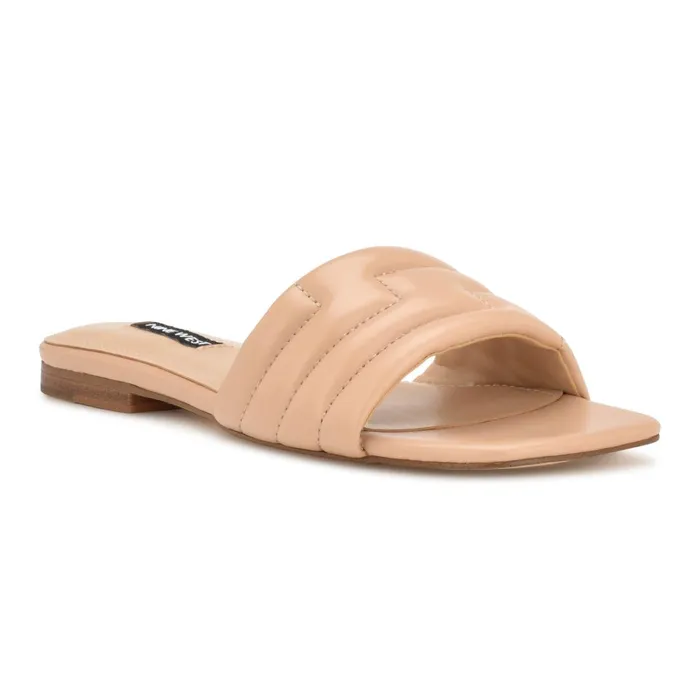 Menqs Flat Slide Sandals Light Pink Women Nine West Low Heel Menqs Flat Slide Sandals Light Pink Women Nine West Low Heel
