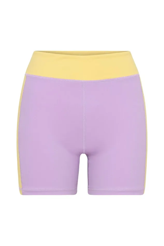 Meshki Activewear Bottoms Taleah Two Tone Shorts 8211 LilacYellow Lilacyellow 8211 Women Meshki Activewear Bottoms Taleah Two Tone Shorts 8211 LilacYellow Lilacyellow 8211 Women