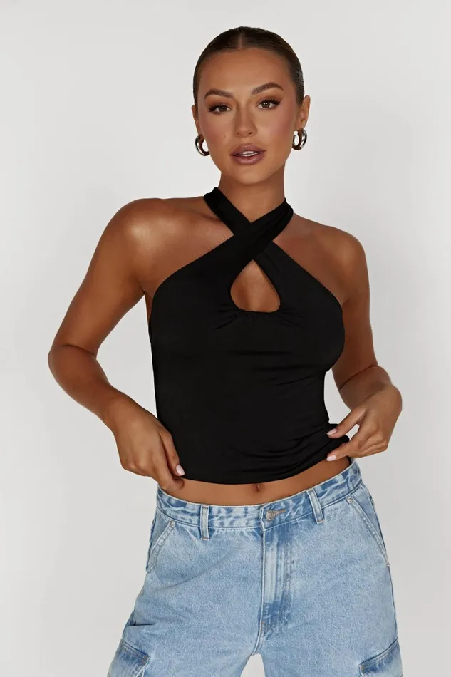 Meshki Bachelorette Ailsa Keyhole Halter Top 8211 Black Black 8211 Women