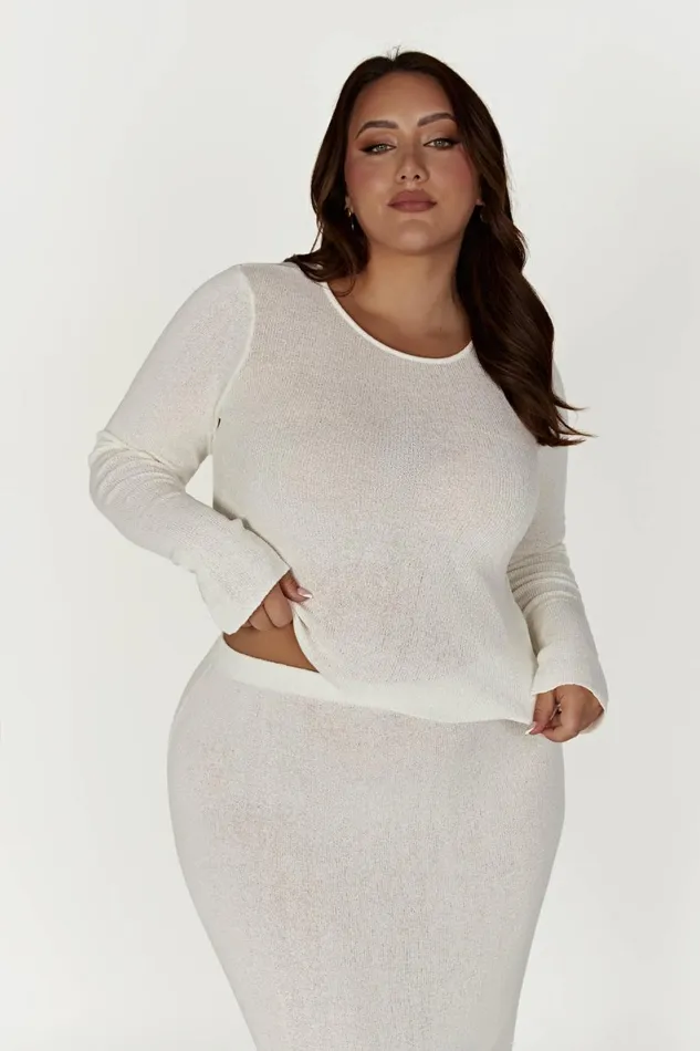 Meshki Bachelorette Maribelle Knit Long Sleeve Top 8211 White White 8211 Women