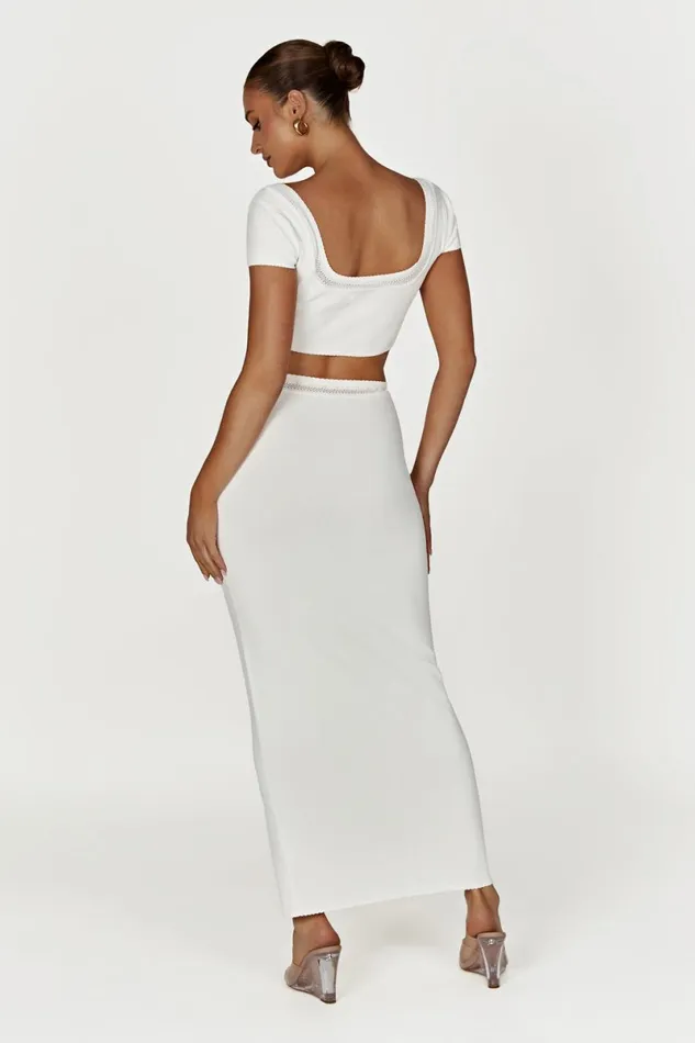 Meshki Bachelorette Penelope Pointelle Knit Crop Top 8211 White White 8211 Women