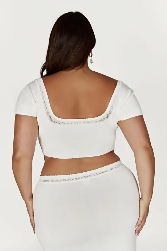 Meshki Bachelorette Penelope Pointelle Knit Crop Top 8211 White White 8211 Women
