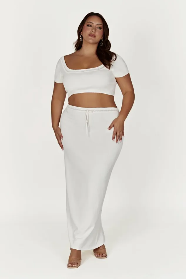 Meshki Bachelorette Penelope Pointelle Knit Crop Top 8211 White White 8211 Women