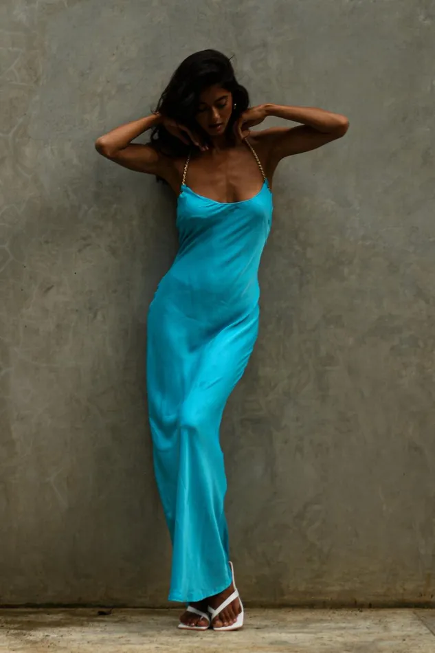 Meshki Bachelorette Sylvie Chain Maxi Dress 8211 Aquamarine Aquamarine 8211 Women