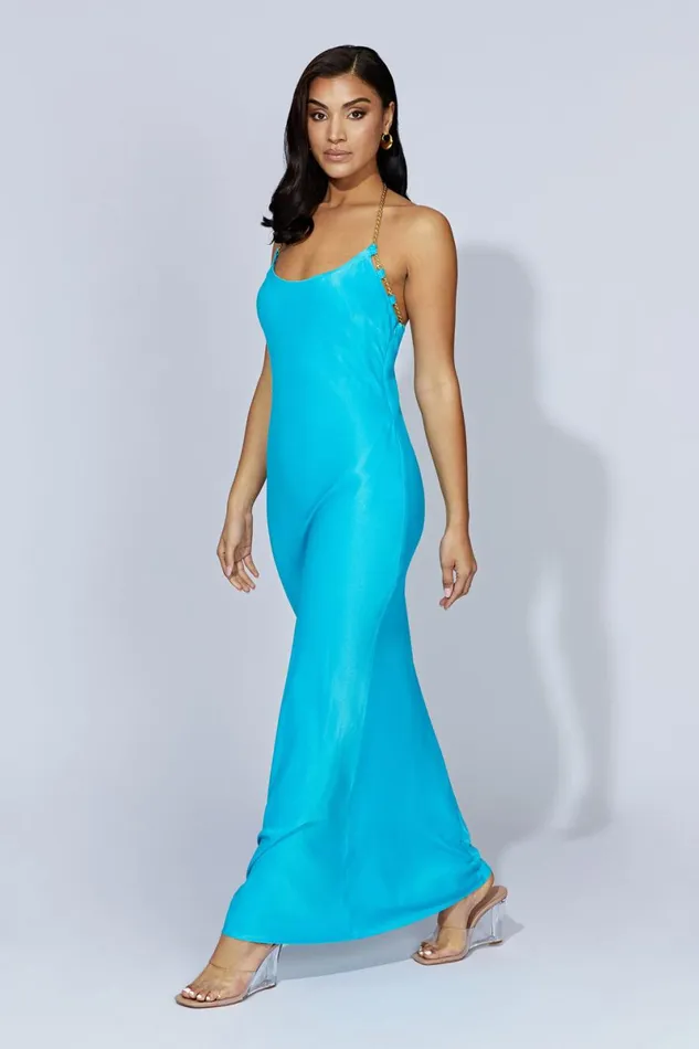 Meshki Bachelorette Sylvie Chain Maxi Dress 8211 Aquamarine Aquamarine 8211 Women Meshki Bachelorette Sylvie Chain Maxi Dress 8211 Aquamarine Aquamarine 8211 Women