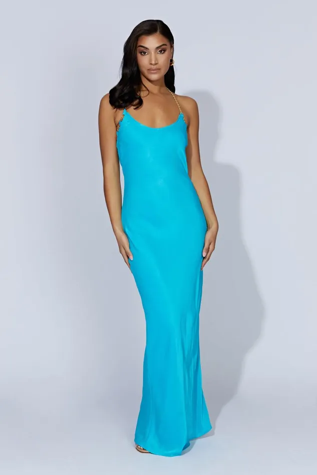 Meshki Bachelorette Sylvie Chain Maxi Dress 8211 Aquamarine Aquamarine 8211 Women Meshki Bachelorette Sylvie Chain Maxi Dress 8211 Aquamarine Aquamarine 8211 Women