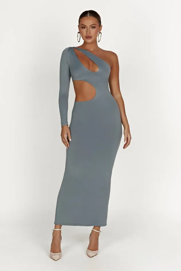 Meshki Basic Dresses Joyce Recycled Nylon Cut Out Maxi Dress 8211 Light Charcoal Light Charcoal 8211 Women Meshki Basic Dresses Joyce Recycled Nylon Cut Out Maxi Dress 8211 Light Charcoal Light Charcoal 8211 Women