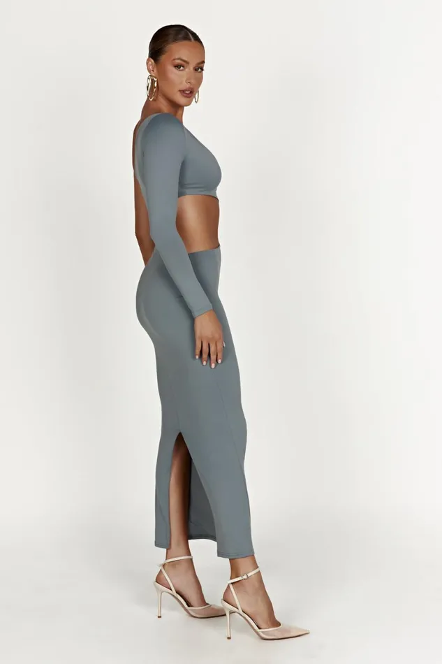 Meshki Basic Dresses Joyce Recycled Nylon Cut Out Maxi Dress 8211 Light Charcoal Light Charcoal 8211 Women