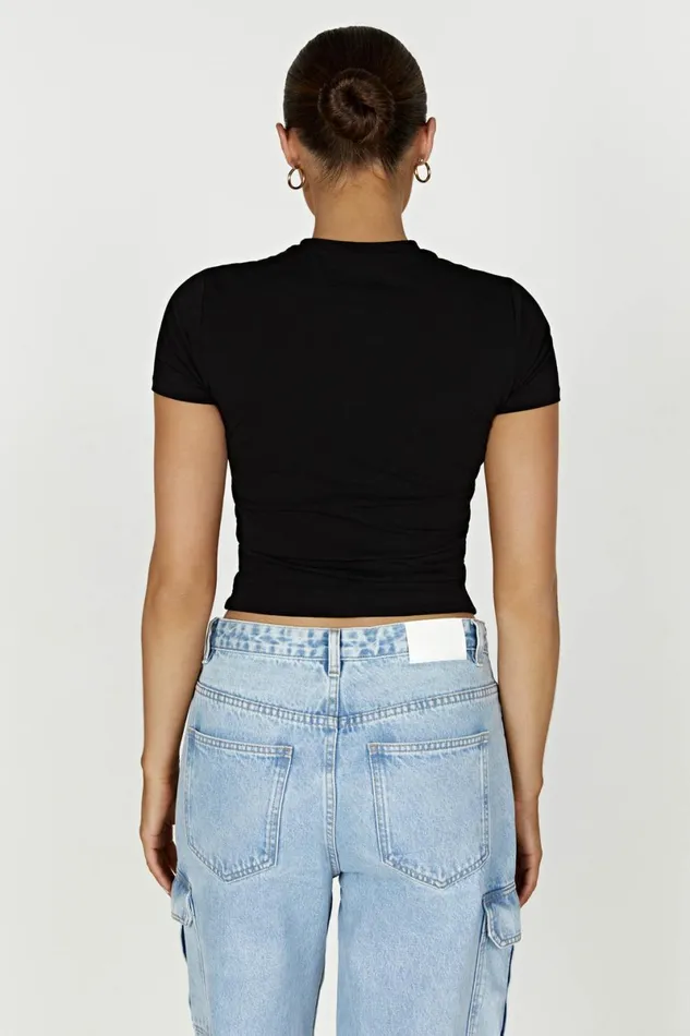 Meshki Basic Tops Jeanie Longline TShirt 8211 Black Black 8211 Women