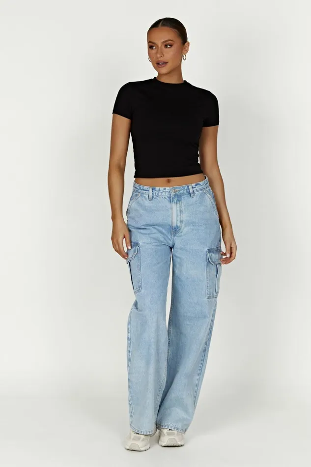 Meshki Basic Tops Jeanie Longline TShirt 8211 Black Black 8211 Women