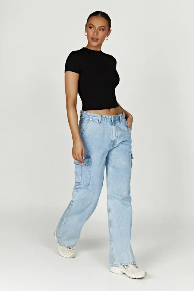 Meshki Basic Tops Jeanie Longline TShirt 8211 Black Black 8211 Women