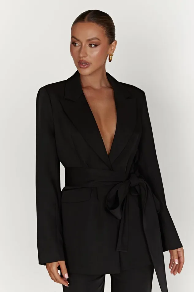 Meshki Blazers Arna Oversized Belted Blazer 8211 Black Black 8211 Women