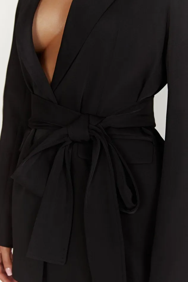 Meshki Blazers Arna Oversized Belted Blazer 8211 Black Black 8211 Women