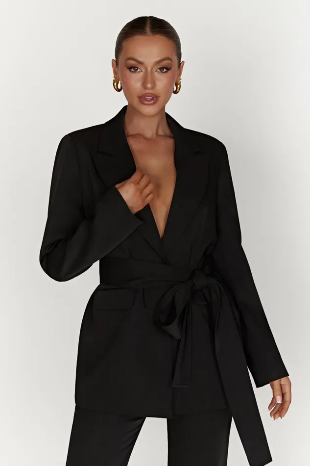 Meshki Blazers Arna Oversized Belted Blazer 8211 Black Black 8211 Women