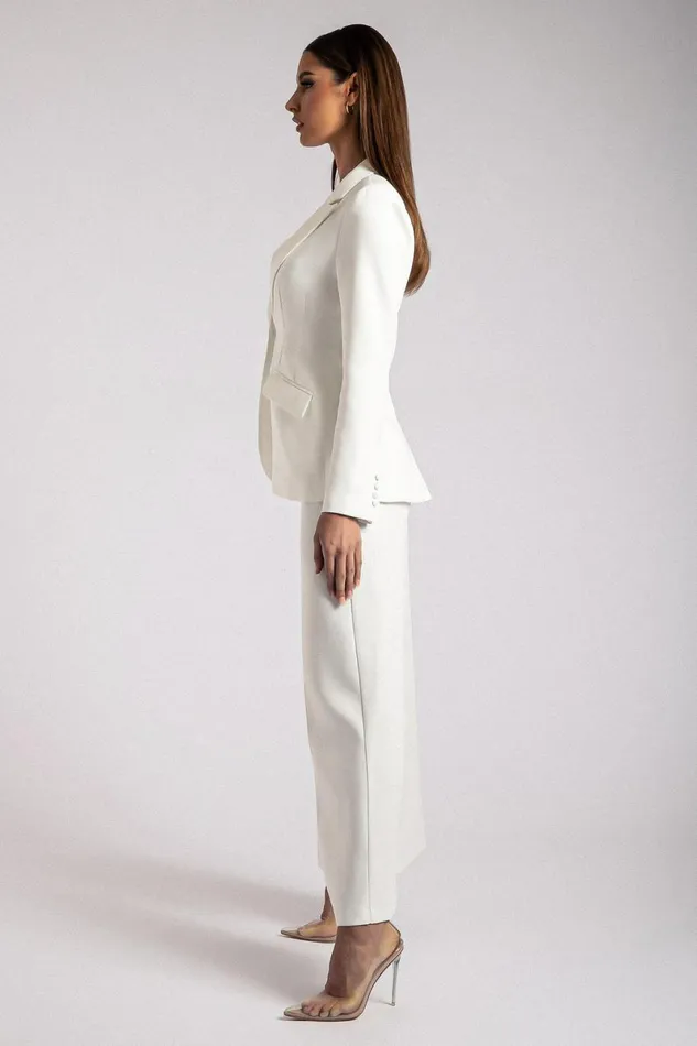 Meshki Blazers Helda Fitted Cinched Waist Blazer 8211 White White 8211 Women