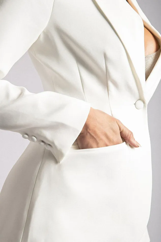 Meshki Blazers Helda Fitted Cinched Waist Blazer 8211 White White 8211 Women