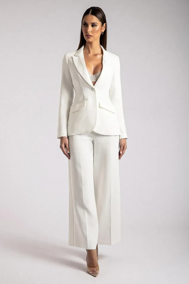 Meshki Blazers Helda Fitted Cinched Waist Blazer 8211 White White 8211 Women