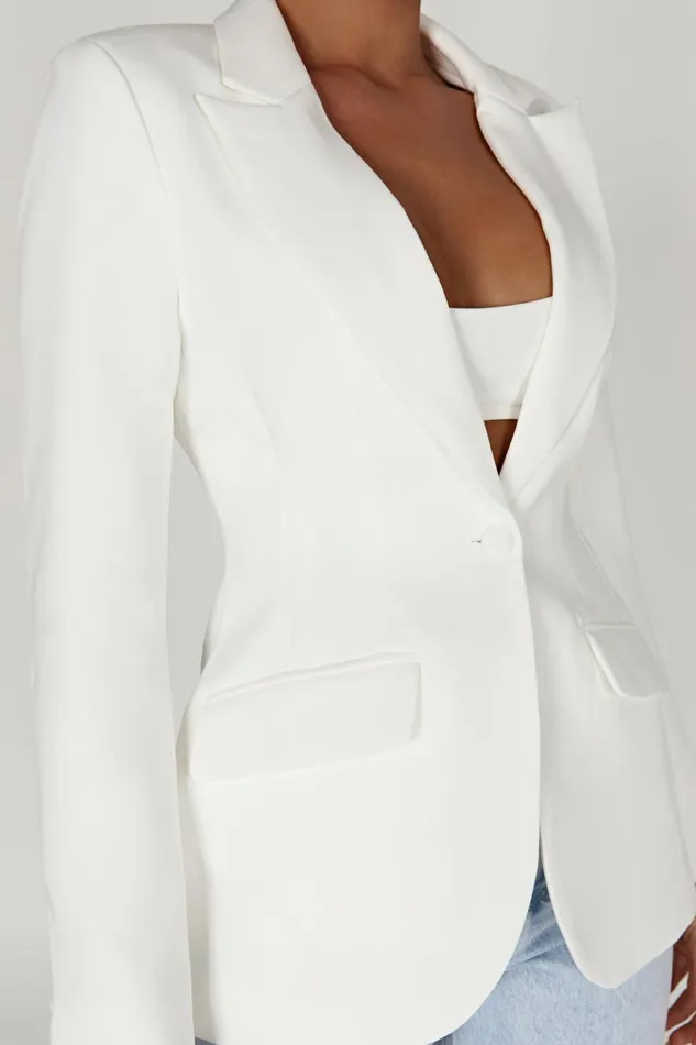 Meshki Blazers Helda Fitted Cinched Waist Blazer 8211 White White 8211 Women